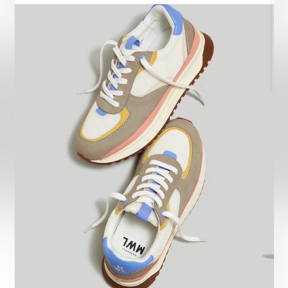 Madewell Kickoff Trainer Sneakers in Colorblock Leather & Suede W8/M6.5